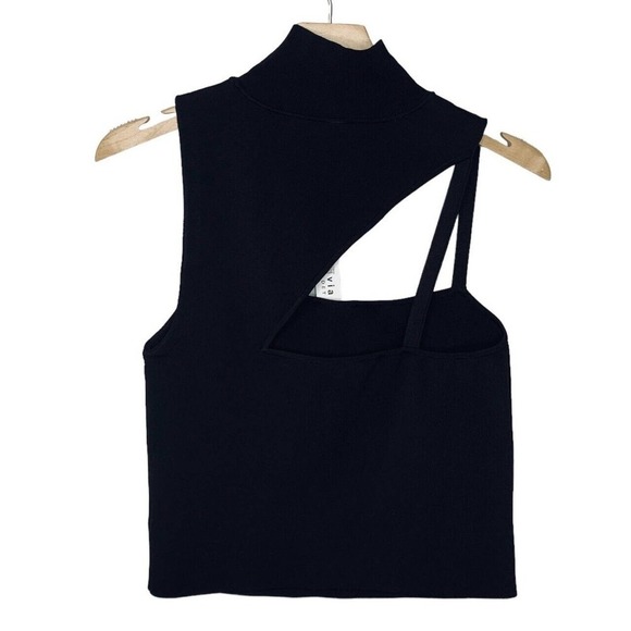 Alice + Olivia Wynn Cut Out Sweater Tank Womens XL Black Mock Neck NWT $275 - Picture 14 of 16